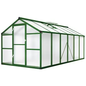 Garvee Durable 8x10 to 8x12 FT Outdoor Walk-In Polycarbonate Greenhouse with Heavy Duty Aluminum Frame, Adjustable Roof Vent, Lockable Door, Ground Spikes, and Quick Setup, Ideal for Backyard, Patio, and Garden Plant Growth