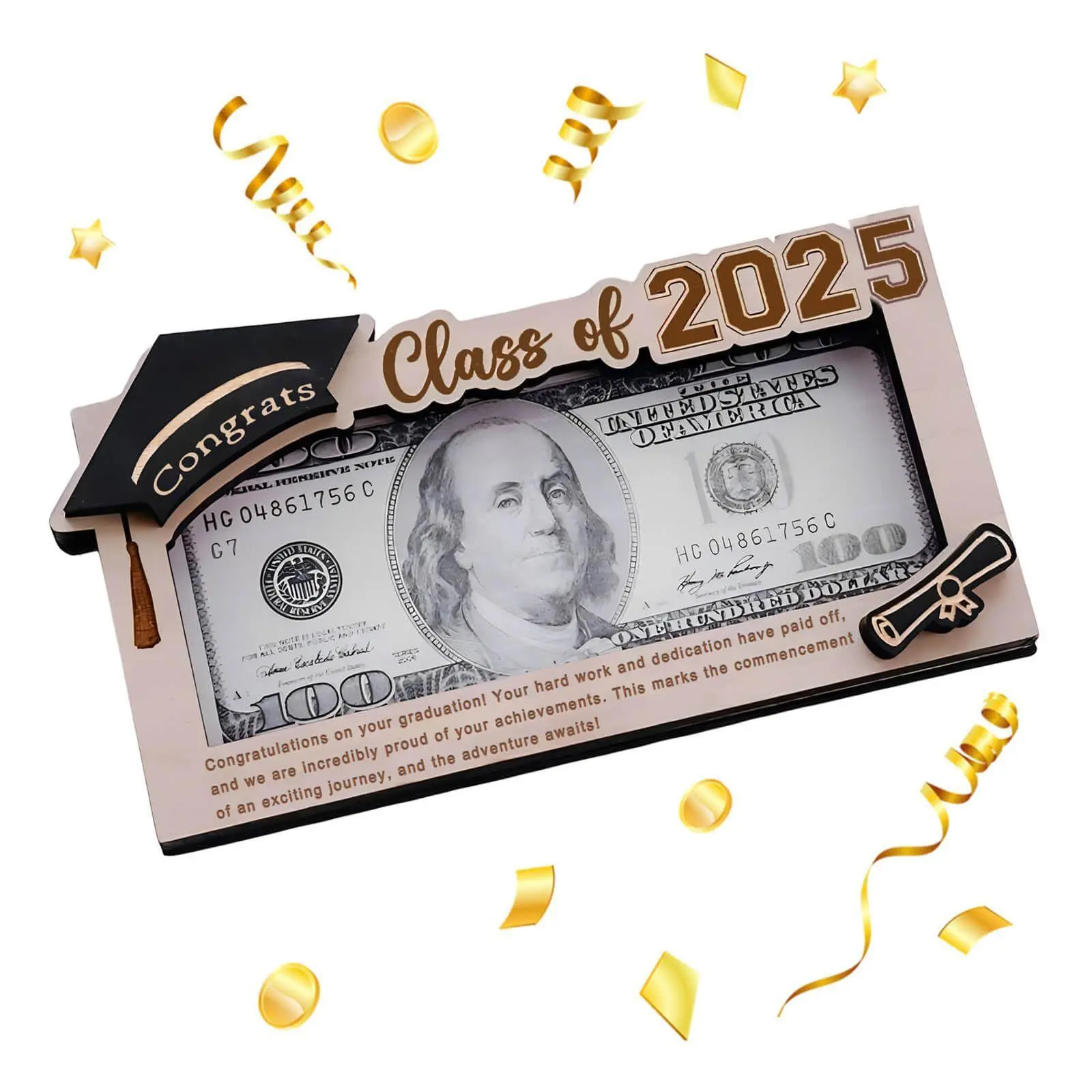 Creative Graduation Themed Money Holder, 1 Count Wooden Graduation 