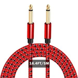 Stereo Audio Cable, Nylon Braided Instrument Cable, Audio Guitar Male Jack Instrument Lead for Electric Guitar, Bass, Amplifier, Mixer, Keyboard, Speaker