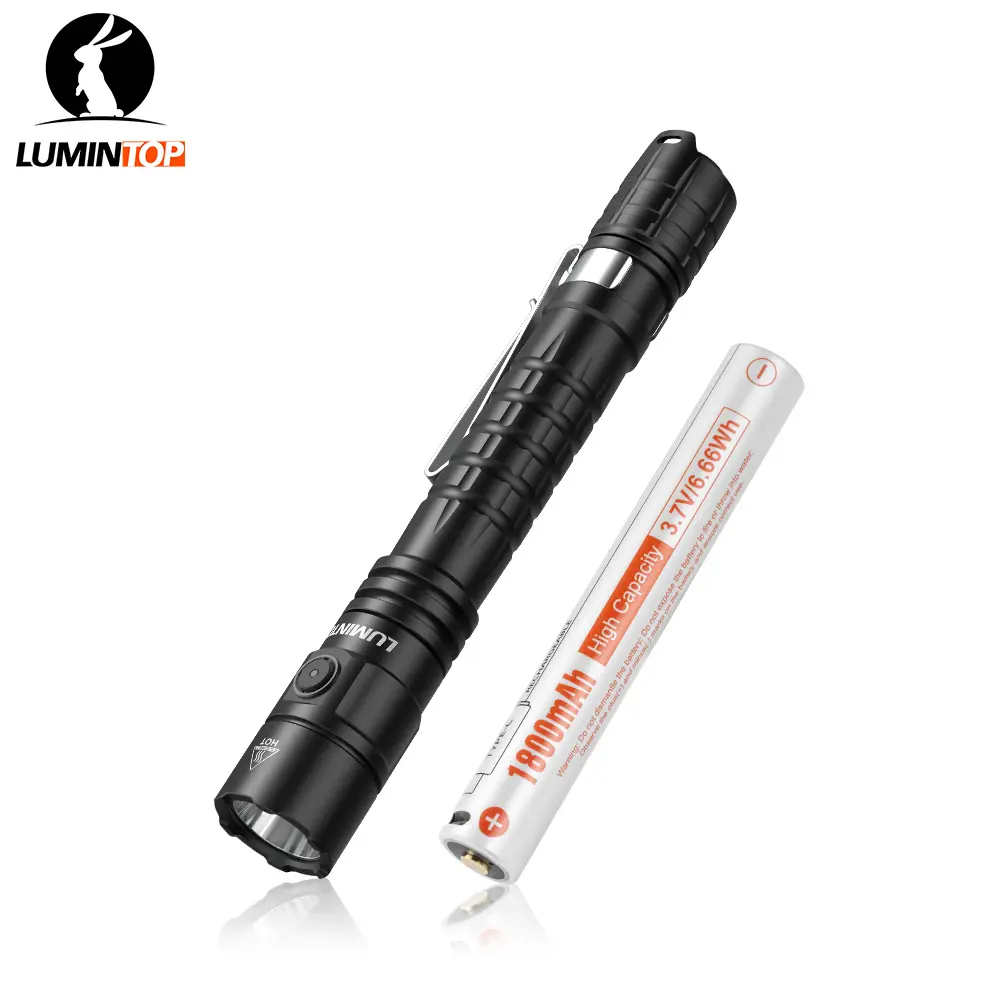 LUMINTOP P2A Tactical Rechargeable LED Flashlight - 1200 Lumen Dual-Mode EDC Light, Instant Burst, 330m Beam, IP68 Waterproof, Reversible Pocket Clip, Strobe/SOS/Beacon, Durable for LEO & Daily Use, Portable, Super Bright LED, Cool Gift, Rechargeable Flas
