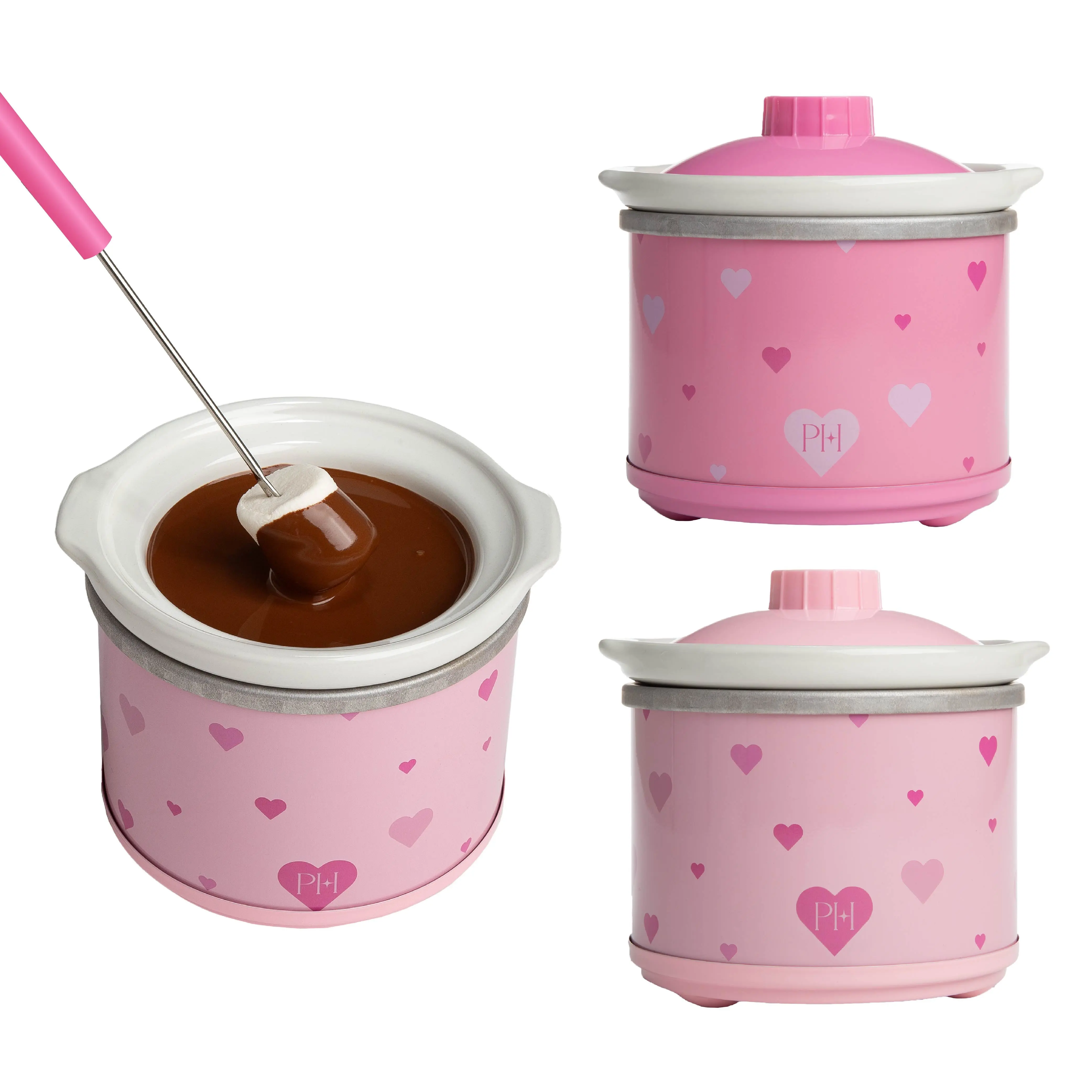 Paris Hilton Mini Dip Warmers, Set of 2, 20 oz Stoneware Pots with Warming Bases Cookware Kitchen