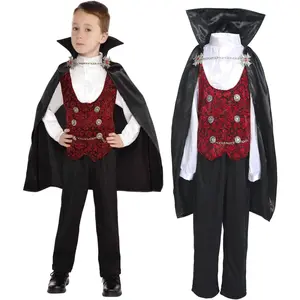 Sincere Party Boy's Vampire Costume Halloween Deluxe Dracula Costume for Kids,Top,Pants,Cape All In Glow in the Dark Grim Reaper Costume