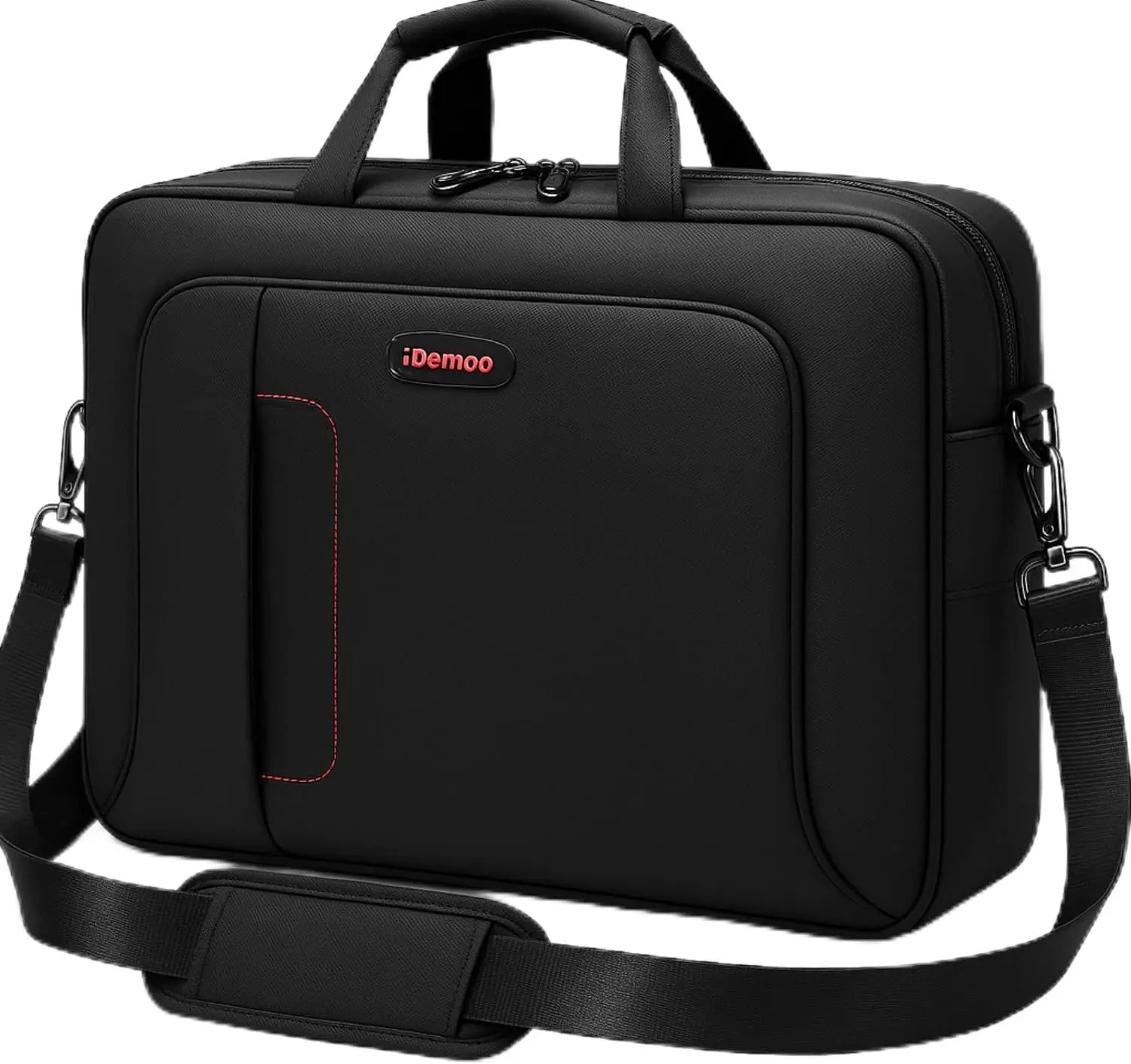 iDemoo ELITE 16 Inch Laptop Bag with Shoulder Strap - Jet Black - Laptop Briefcase, Expandable Water Resistant Laptop Shoulder Messenger Bag Durable Computer Case for Business/Travel/Men/Women