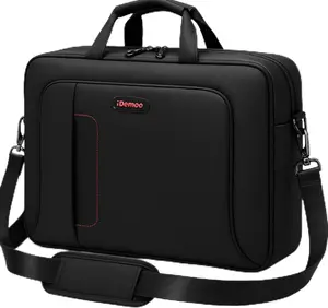 iDemoo ELITE 16 Inch Laptop Bag with Shoulder Strap - Jet Black - Laptop Briefcase, Expandable Water Resistant Laptop Shoulder Messenger Bag Durable Computer Case for Business/Travel/Men/Women