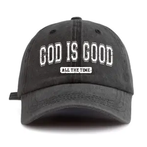 GOD IS GOOD Printed Water Washed Baseball Hat Simple, Casual, Fashionable, Adjustable Size Outdoor Sports Daily Party Vacation