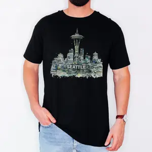 Vintage Seattle Shirt, Washington Skyline Graphic Tee, Space Needle Travel Apparel, Seattle Tourist Gift Shirt