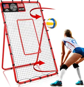 Volleyball Rebounder 6-Angle Adjustable 4x7 FT with Steel Frame & High-Tension PE Netting for Setting Spiking Bumping Practice Enhancer