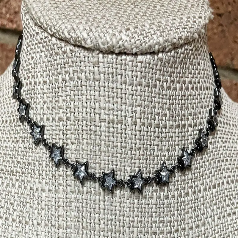 1pc Women's Punk Cubic Zirconia Pentagram Choker Necklace, Punk Style Necklace - Dainty Everyday Jewelry, for Weddings, Parties, & Daily Wear, Birthday Gift Idea, Fine Craftsman, Jewelry Accessory