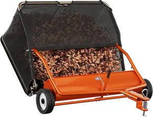 42" Lawn Sweeper Tow Behind - Pull Behind Grass Sweeper with 18.55 cu. ft Large Hopper, Heavy Duty Leaf & Grass Collector, Adjustable Brush Height Lever and Dumping Rope, Lawn and Yard Cleanup Tool