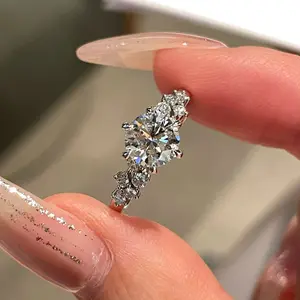 Berlin Love Letter Classic Six-Prong Cut Moissanite Halo Ring for Women 1CT 6.5MM D VVS1 Adjustable Band 18K Gold Plated Hypoallergenic Stackable Wedding Engagement Anniversary Gift Marriage Ring