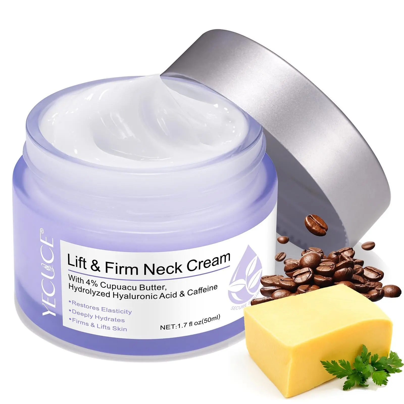 Yecuce 50ML Neck Cream Moisturizer with Aloe Vera, Smooths & Moisturizes Neck & Shoulders, Reduces Fine Lines, Moisturizing Hydrating Soft Skin Care for Women