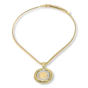 Bellezza 500 Lira Coin Gold-Tone Bronze Cashmere Chain Necklace