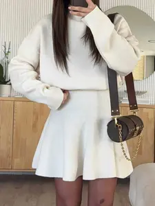 Autumn Winter Warm Waist Cinched Elegant Fashion Dress, Stylish Women's Clothing for Cozy, Perfect for Casual Wear