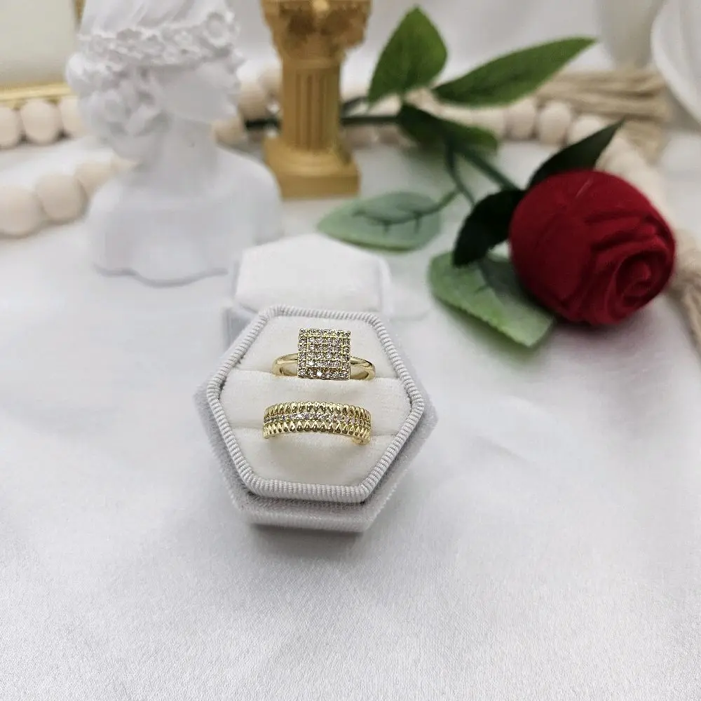 valdiviajewery #2291 Duo wedding ring set, 14k gold plated, high quality