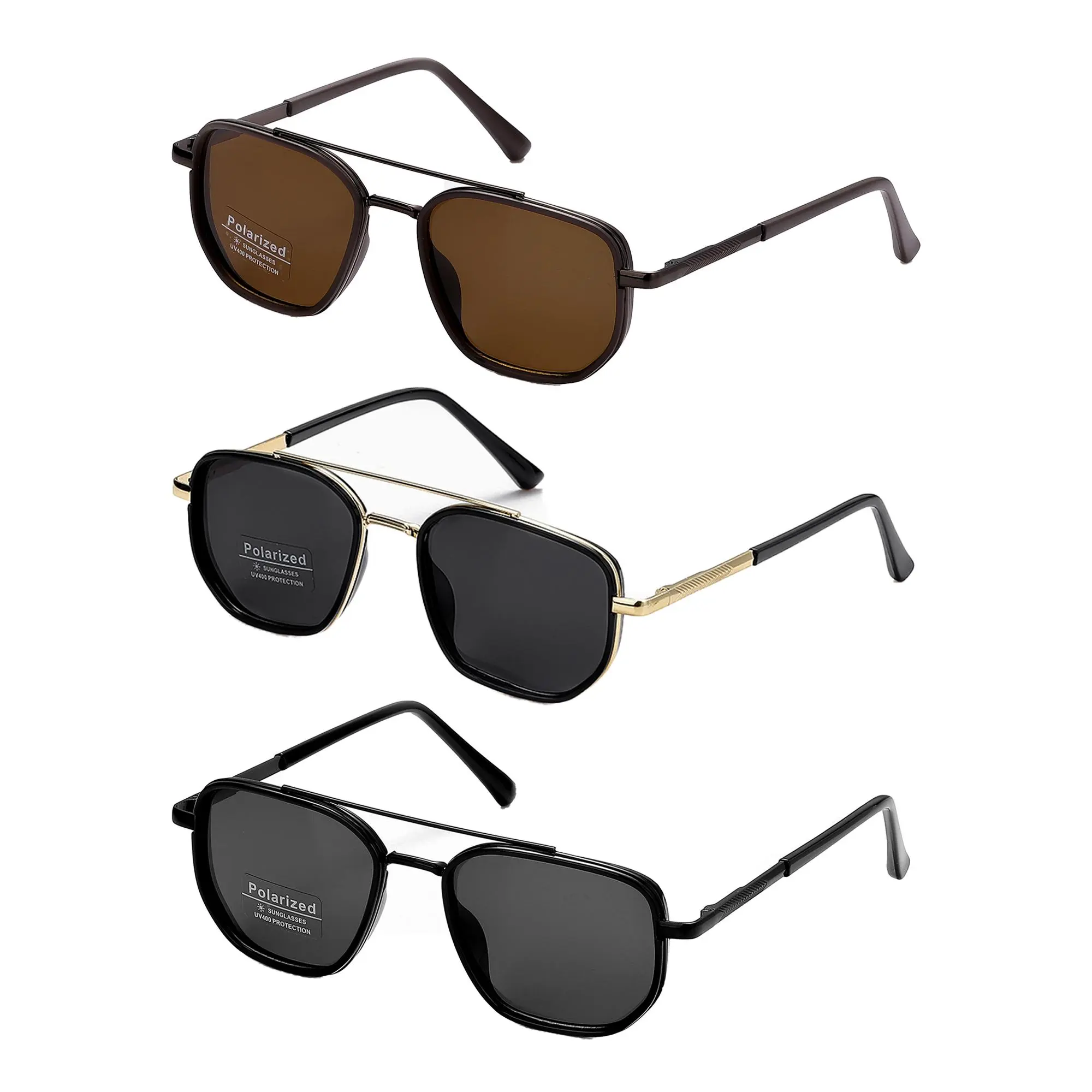 2026 Summer Trendy Unisex Alloy Full Rim Sunglasses for Men - High-Quality, Lightweight Durable, Simple Geometric Double Beam Frame, Everyday & Travel Accessories, National Day Offer, Cool Gifts for Boyfriend, Black+Jet