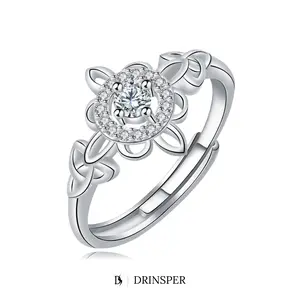 DRINSPER Witch's Knot Cubic Zirconia Ring, Hecate Celtic Knot Design Vintage Ring Fashion Jewelry Gift for Women