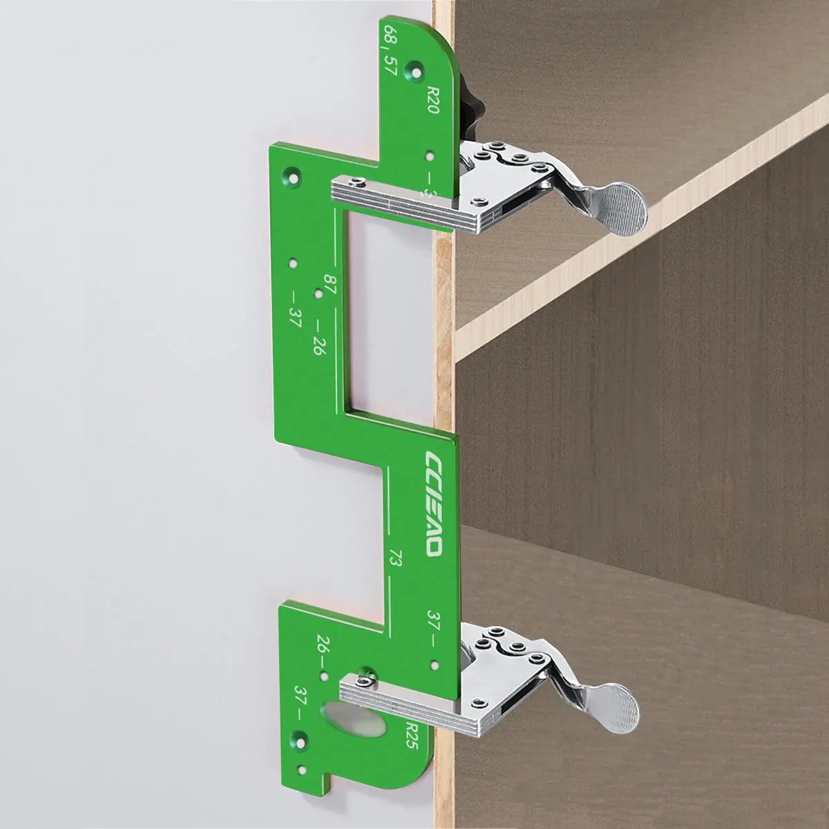 U-shaped Slotting Locator Jig, Aluminum Alloy Grooving Auxiliary Tool, Woodworking Slotting Tool Set, Manual Punch Positioning Fixture for Wardrobes and Kitchen Cabinets