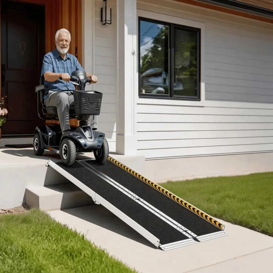 Portable 4-10FT Aluminum Ramp for Wheelchairs & Mobility Scooters
