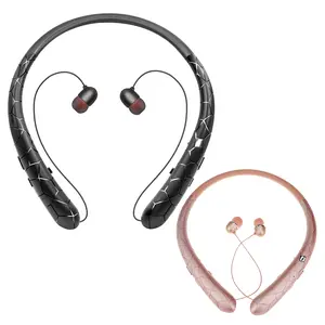 Neckband Headset Waterproof Workout Headphones Bluetooth-Compatible5.0 Noise Canceling Retractable Earbuds with Mic for iPhone Samsung LG NEW