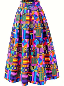 Kente Wax Skirts And Ankara Style Garments Featuring African Geometric Prints.