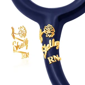 Stainless Steel DIY Personalized Birth Flower Name Stethoscope ID Tag Ring for Global Gifts Customized Accessory