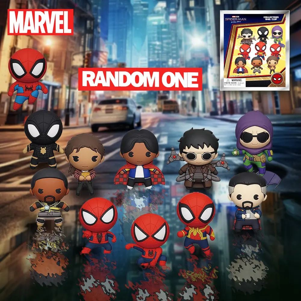 Marvel Blind Bag Spider-Man Mystery Clip Keychain, Officially Licensed 3D Cartoon Character Pendant, Doctor Octopus & Dr Strange Design, Keychain Series Figures, Keychain Surprise Collectibles