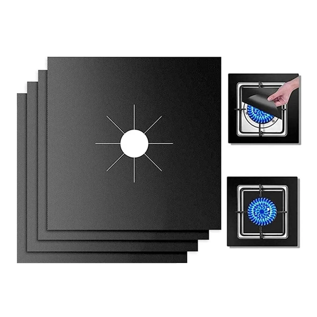 4 pcs/set, 27cm*27cm stove protection pad, stove top anti-fouling pad, gas stove burner protection pad cleaning pad, stove range protector, Coverage, reusable, non-stick, quick cleaning of kitchen/cooking linings, Stove Plate, Mats, Cover