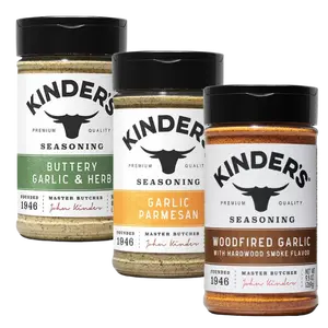Kinder's Gourmet Garlic Lover's Trio - Woodfired Garlic Rub, Garlic Parmesan Rub, Butter & Herb Blend - Flavorful Spice Blend for Roasted Meats & Creamy Pasta