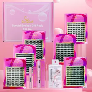 Eyelash Extensions Kit, 1 Set Including False Eyelashes & Eyelash Glue & Tweezers & Remover, Professional Eye Makeup Accessories for Women