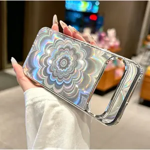 For Google Pixel 10 Pro XL 9 8 Pro 9A 8A Clear Phone Case with 3D Silver Flower Pattern, Shockproof Anti-Yellowing Protective Cover, Aesthetic Kaleidoscope Floral Design, Accessories, Smartphone summervibes