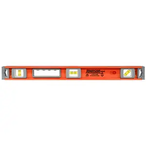 Johnson Level 24-Inch Aluminum Magnetic I-Beam Level with 1/2 in Diameter Vials, All Seasons Measuring Tool for Yes/No Checks