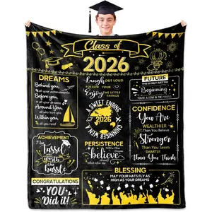 2026 Graduation Season Gift for Both Men and Women - 60x50 inch Soft Flannel Graduation Commemorative Blanket, Machine Washable, graduation lei，Suitable as a Gift for University/Doctoral/Master's Degree Celebration
