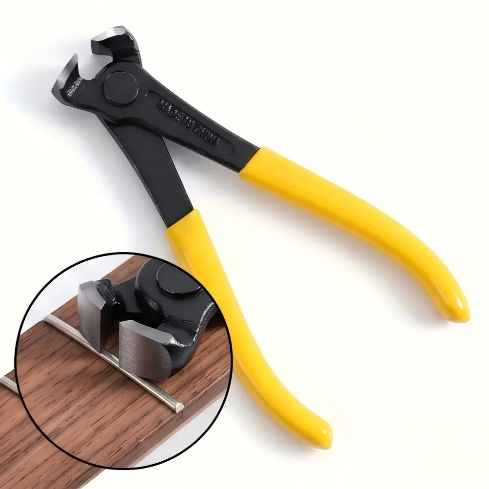 Premium 15cm Guitar Fret Puller & String Cutter Pliers with Yellow Anti-Slip Handle - Flush Cut End Nippers for Luthier Tool, Guitar, Bass & Ukulele Repair, Maintenance & DIY Instrument Modification