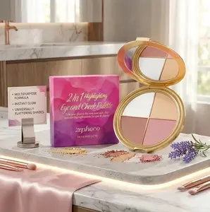 Eyes & Cheeks Makeup Palette | Eyeshadow, Blush & Highlighter | Long-Lasting & Blendable Powder Cosmetic blush palette color Multi-Use shadow makeup product diamond texture