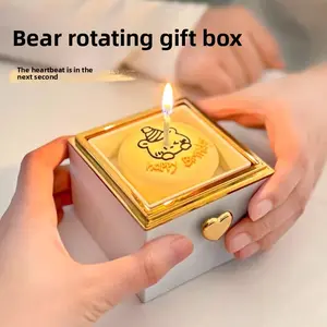 520 Valentine's Day Bear Birthday Cake Rotating Surprise Gift Box, Luxury Necklace & Ring Jewelry Box with Candle, Sweet Birthday Gifts for Teen Girls and women mini gifts teen girl gifts adults gifts gifts for adults