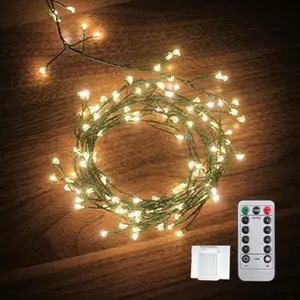 6feet 120 LED Starry Lights,  Operated  Dark Green Copper Wire Fairy Light String Light for Garland, Wreath, Patio, Garden, Wedding, Party, Xmas