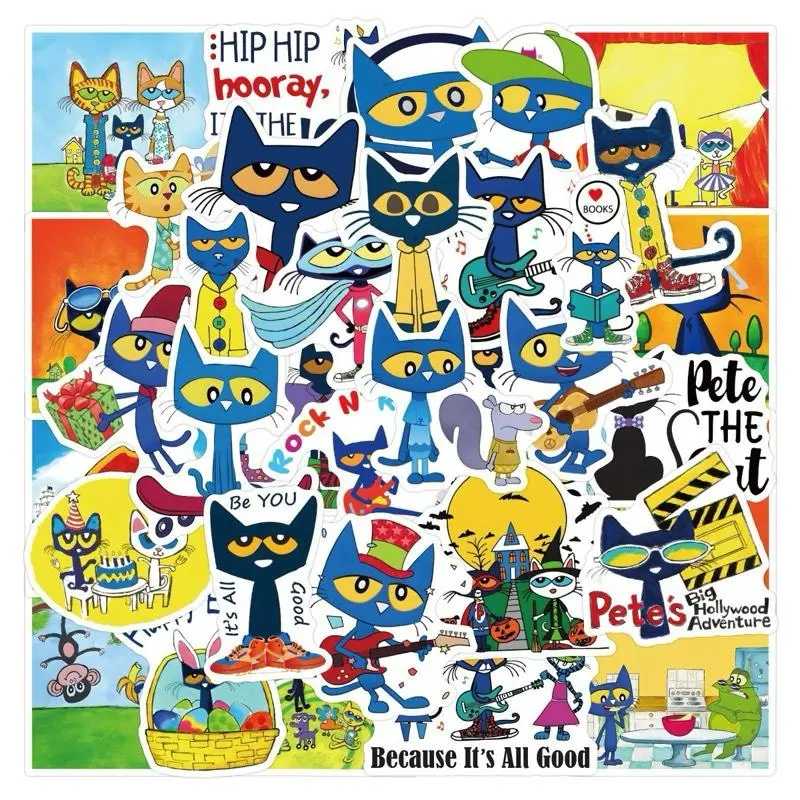 50 pcs Pet of Cat Stickers Cute Cat Stickers Waterproof Vinyl Water Bottle Decal Children and Teenagers' Laptops,Skateboards,Guitars,Suitcases,Mobile Phones,Scrapbooks,Bicycles