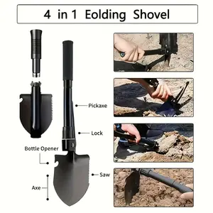 One-Piece Lightweight Folding Shovel - Lightweight and portable multi-tool with ergonomic handle and storage bag, perfect for camping, hiking, emergency kits, and backpacking - Made from durable metal, a must-have camping gear