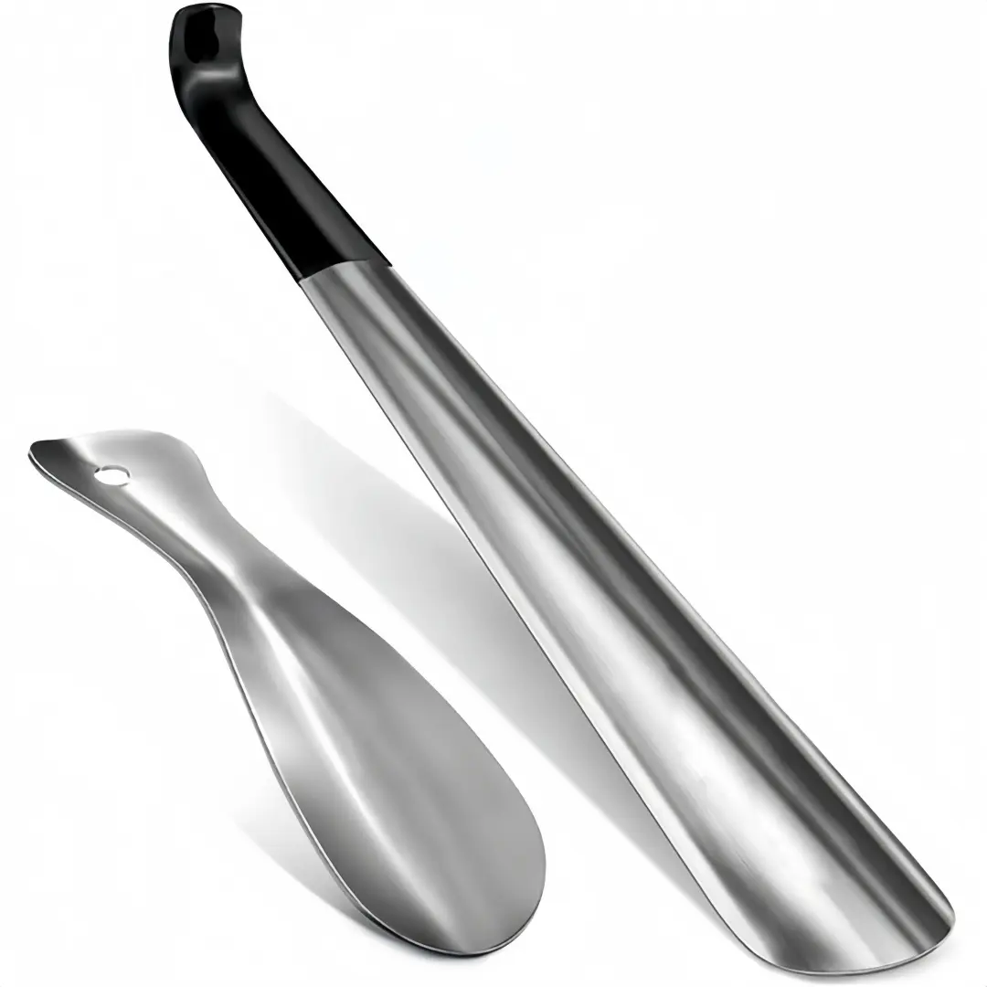 LMMAKE 2PCS Metal Long Handled Shoe Horns, 16.5"Boot Shoehorn & 7.5" Portable Travel Shoe Spoon for Seniors, Men and Women, Easy Shoe Wearing Helper for Home & Travel