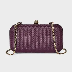 Woven Minaudiere Clutch Crossbody Bag - A New Day Dark Red