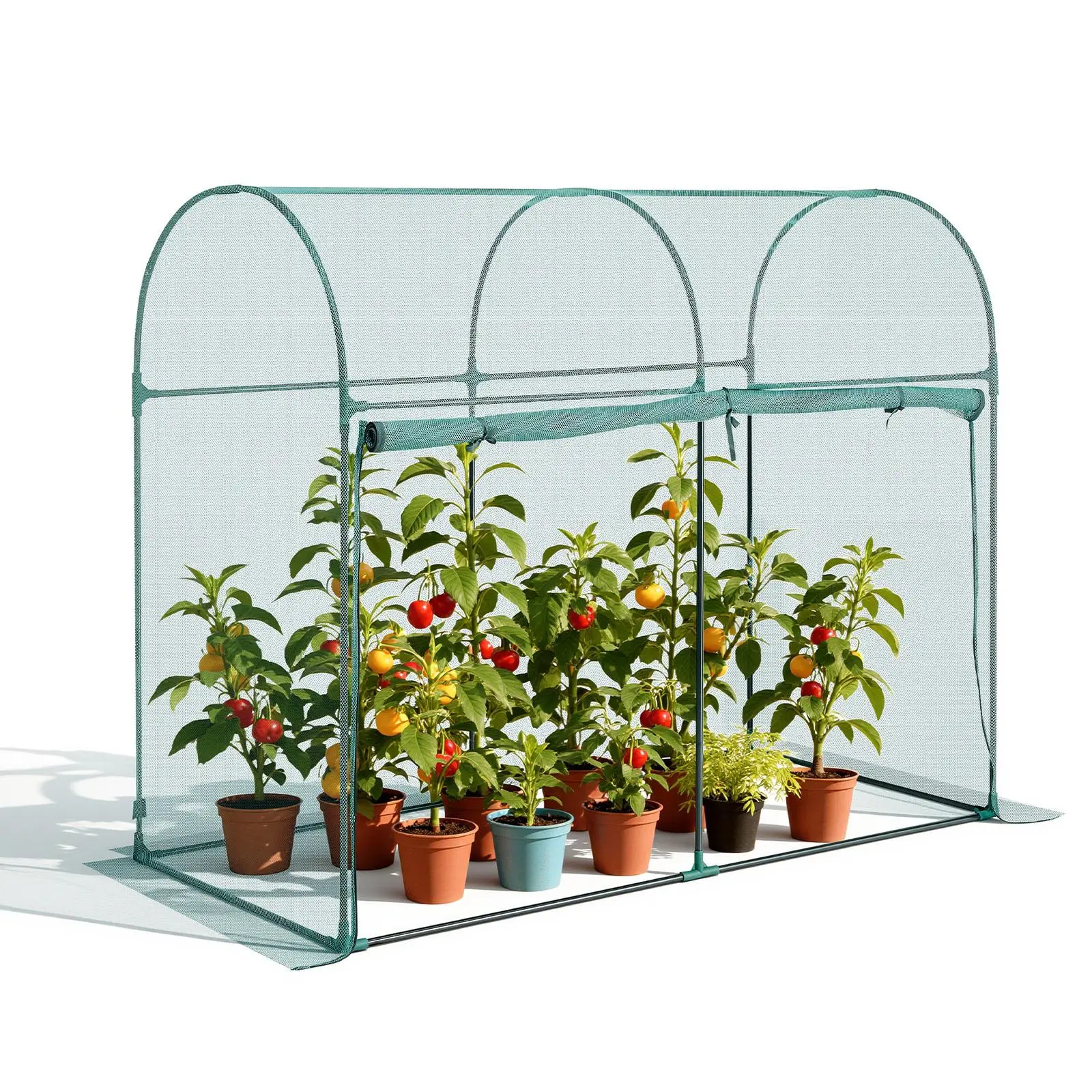 VEVOR Heavy Duty Greenhouse Crop Cage, 5.9x2.98x4.9ft (1806x910x1500mm/71.1x35.83x59.06in) Large Size Plant Protection Tent, Wind-Resistant Reptile Gardening Cover, Zippered Door, Easy-Install Frame & Netting, Outdoor Garden Patio Use (Assembly Required),