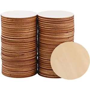 60 Pack 3 Inch Unfinished  Circles - Wooden Cutouts for Crafts, Painting &  ; Ideal for Coasters &  Decor