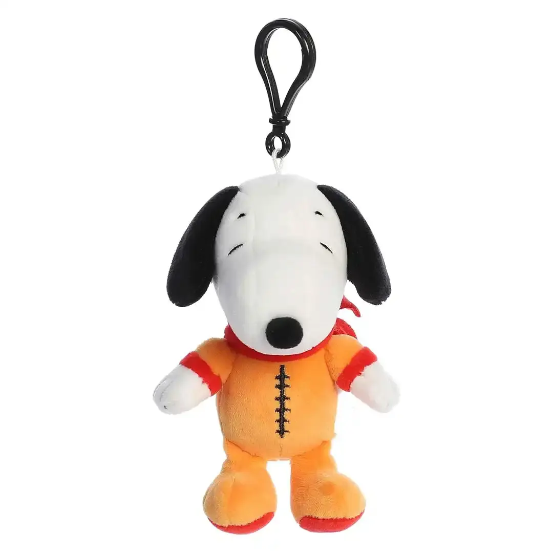 Aurora Timeless 5" Astronaut Snoopy Clip-On Unisex Stuffed Toy - Cartoon Story Character Print, High-Quality Soft Fabric, 3.5" x 3" x 5" Plush Charm, Cute Collectibles for Peanuts Fans, Cuddly Durable Plush