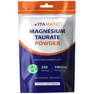 Vitamatic Magnesium Taurate Essential Minerals Supplement - 1000mg per Serving, 250g (250 Servings), Gluten-Free, GMO-Free, Minerals Vitamins Supplements, Supports Muscle & Joint Health, Vitamin