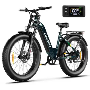 PHIVILLA LuxeVelo Electric Bike for Adults 26" All Terrain Fat Tire Ebike Dual Hydraulic Brake Snow Ebike 1000W Peak Motor 20MPH Step-Thru Electric Mountain Bike w/624Wh Battery 7-Speed Dark Blue
