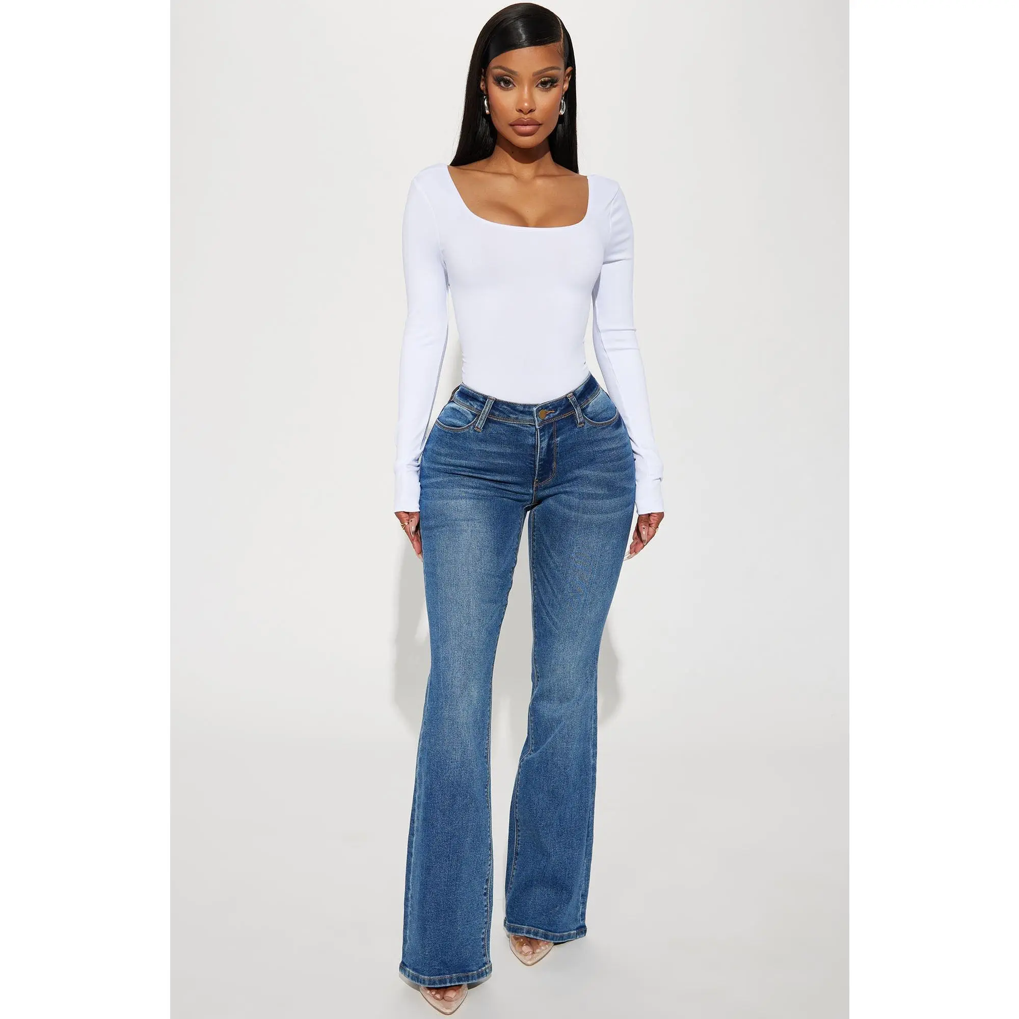 Lost Without You Soft Stretch Bootcut Jeans - Dark Wash