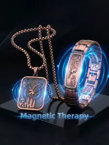 Men's Eagle Energy Bracelet with Charms, 99.99% Pure Copper Magnetic Wristband, Adjustable Comfort Fit, Handmade, Trendy Jewelry Accessory, Magnetic Bangle Jewelry