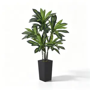 5FT Artificial Dracaena Tree with Black/White Tall Planter, Tall Fake Tree, Faux Plant in Pot for for Living Room Indoor, Home Office Porch Decor, Easy Assembly