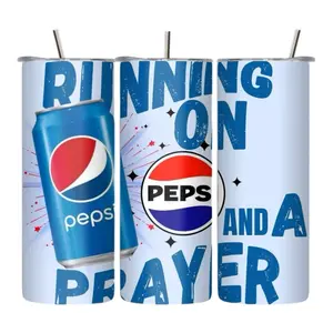 "Running On A Prayer" Tumbler Water Bottle - Sport Water Bottle with Straw and Lid, Portable Washable Reusable Travel Bottled Drinkware, Kitchenware Accessory