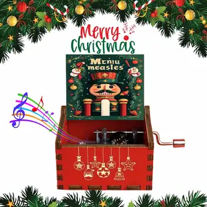 1pc Vintage Wooden Hand-Cranked Music Box, Charming Nutcracker Christmas Decorations pattern, Christmas Gift for Family and Friends, Ideal for Birthdays, Christmas gifts, New Year's gift, Home Dec